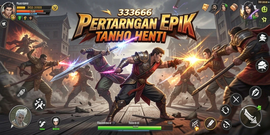 Tangkapan layar dari gameplay seru 333666 di arena pertarungan.