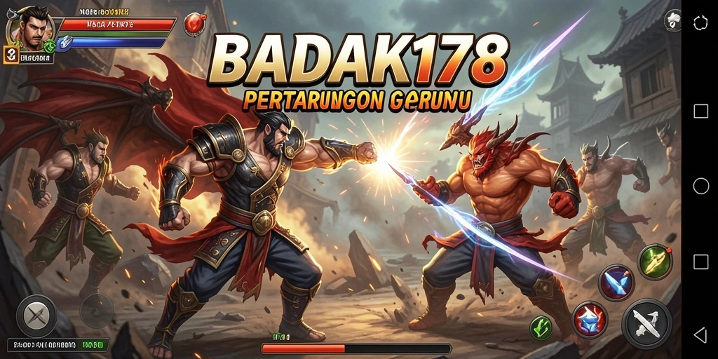 Tampilan gameplay BADAK178 dengan serangan dan combo yang mendebarkan.