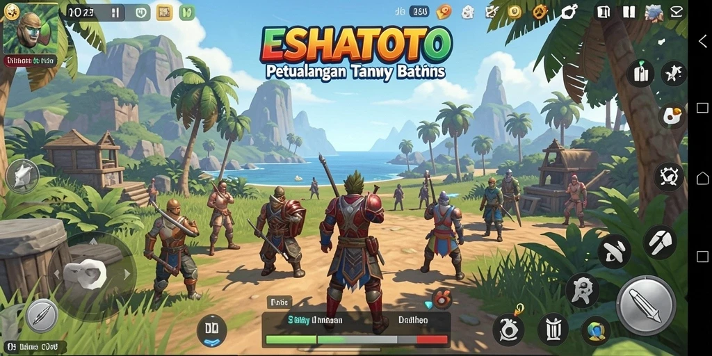 Screenshot gameplay ESHATOTO menampilkan petualangan seru di dunia terbuka.