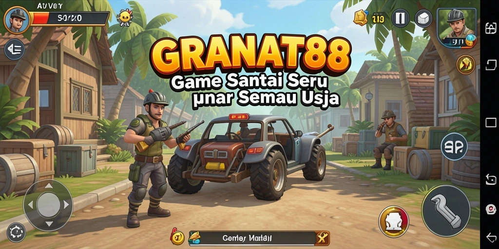 Tampilan gameplay <strong>GRANAT88</strong> yang ceria dan penuh warna.
