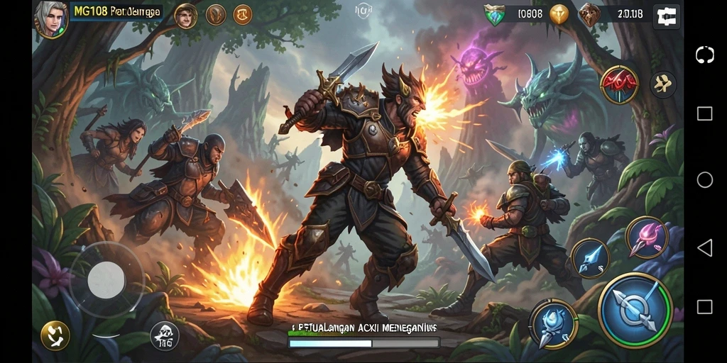 Tampilan menarik dari gameplay MG108 yang penuh aksi.