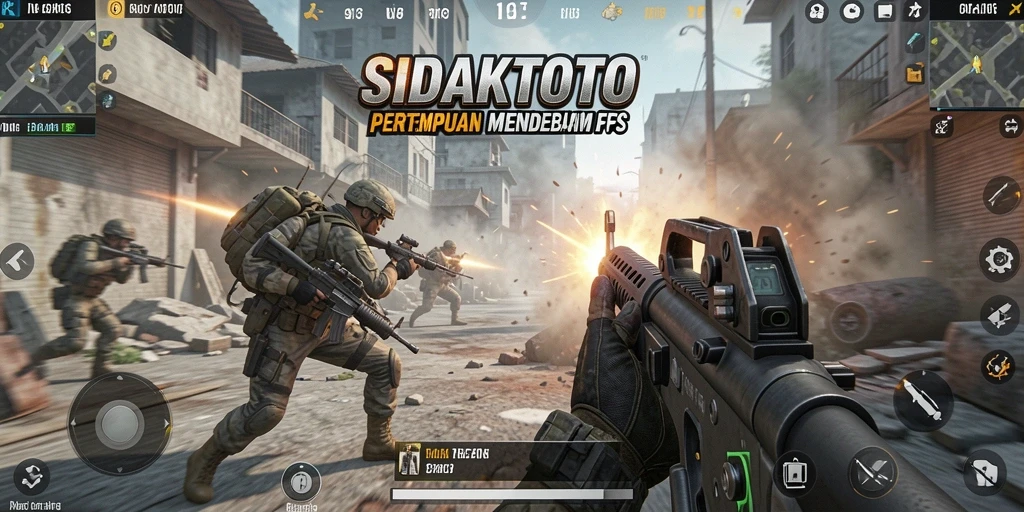 Tampilan intens gameplay SIDAKTOTO dengan aksi pertempuran FPS.